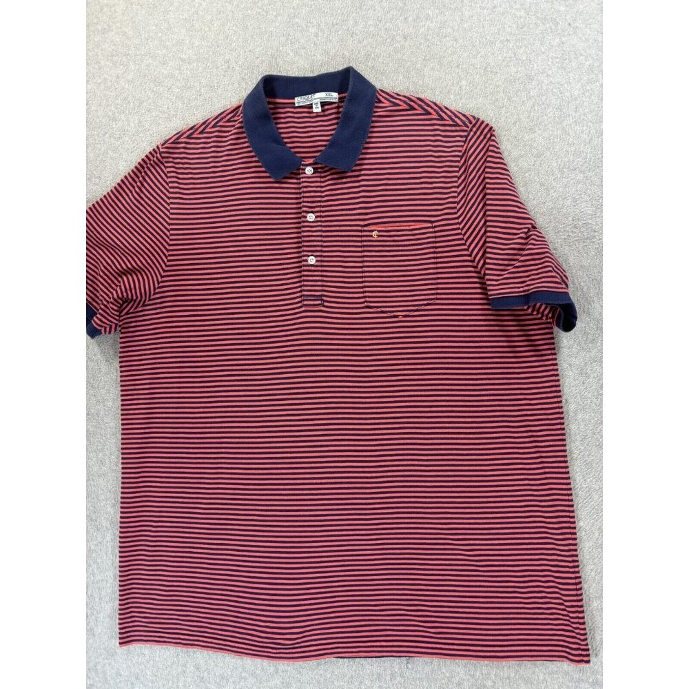 Criquet RANGE Short Sleeve Striped Polo‎ Shirt (Men's XXL) Blue/Pink